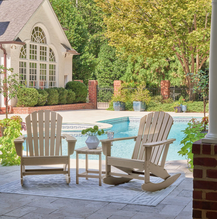 Bask Outdoor Patio Rocking Chair - High Density Plastic, UV & Weather Resistant - Taupe