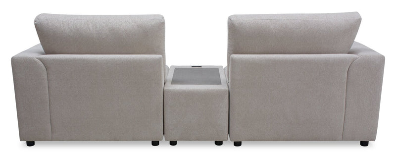 Voyage Modular 3-Piece U-Shaped Fabric Sectional with Console and Removable Back Cushions – Taupe