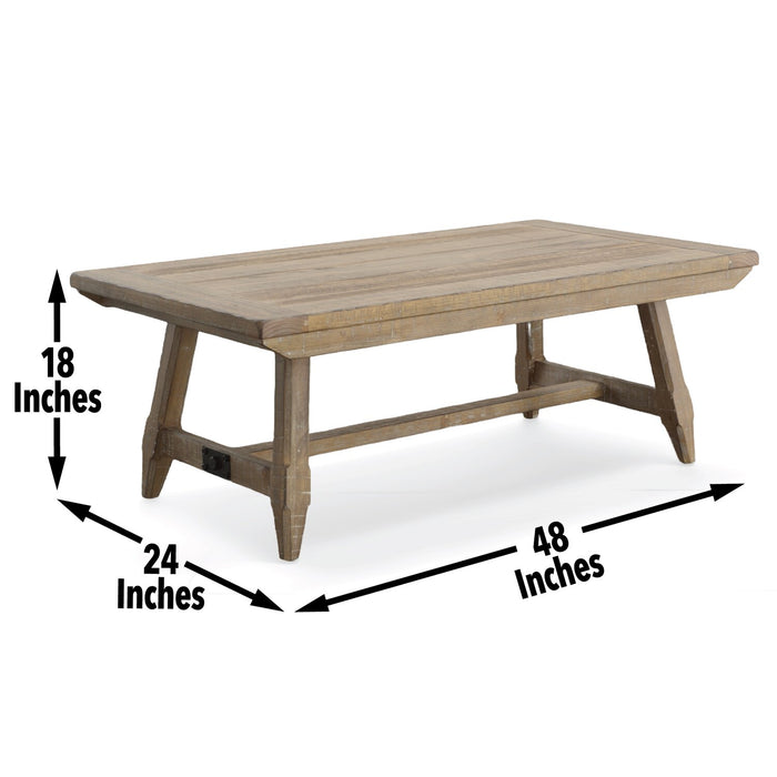 Cedar 48\" Rustic Coffee Table - Natural Pine