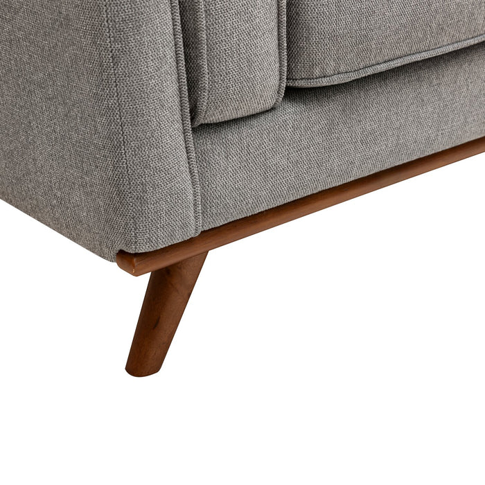 Kort & Co. Kassia 80\" Linen-Look Fabric Condo Size Sofa with Wood Base and Legs - Grey