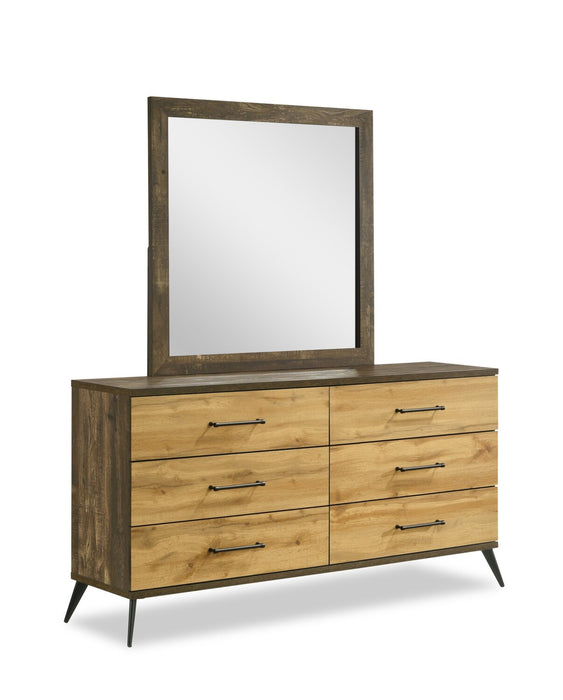 Silas 5pc Bedroom Set with Platform Bed, Dresser & Mirror, LED, Rustic Brown - King Size