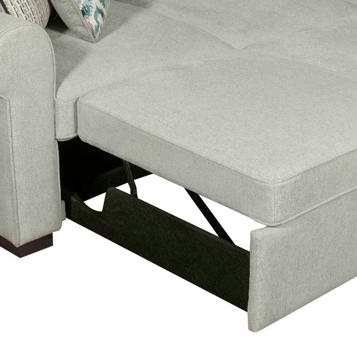 Scott Living Haven 4-Piece Right-Facing Chenille Fabric Sleeper Sectional with Storage Chaise - Seafoam Blue