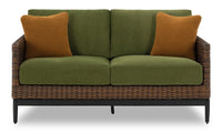 Tofino Outdoor Patio Loveseat - Resin Wicker, UV & Weather Resistant - Green/Brown/Black 