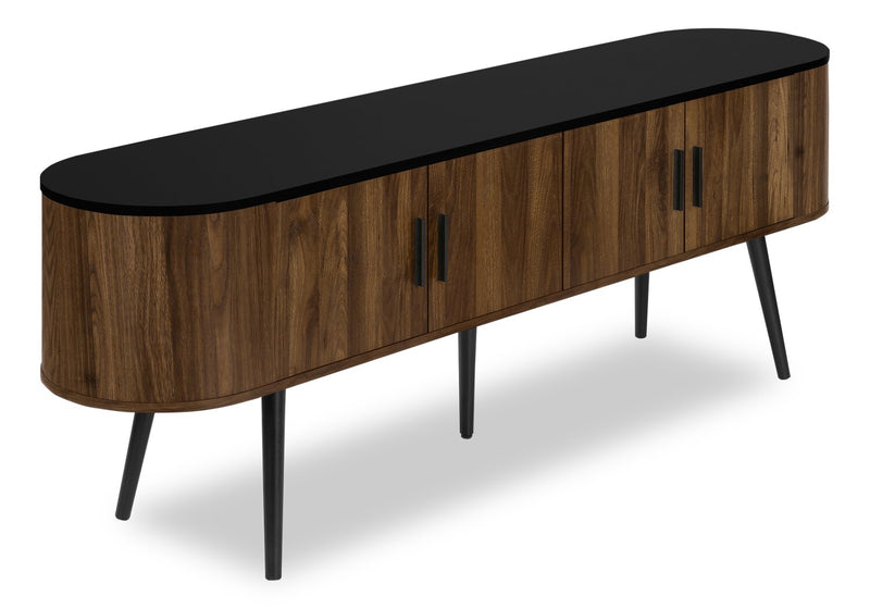 Elle 72\" Rustic TV Stand with Storage and Cable Management for TVs up to 80\"- Dark Brown and Black