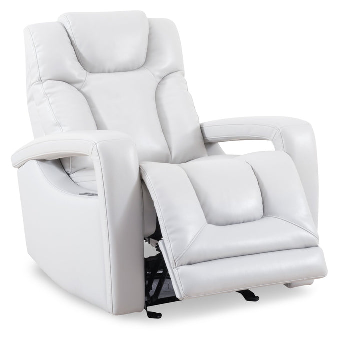 Kenzo 35\" Leather-Look Fabric Power Gliding Reclining Chair with Power Headrest, Footrest and USB Port - Fog Grey