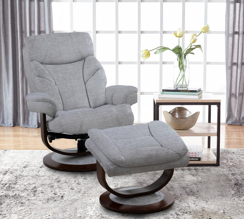 Easton 33.5\" Chenille Fabric Stress Free Swivel Reclining Chair with Footrest - Silver Grey