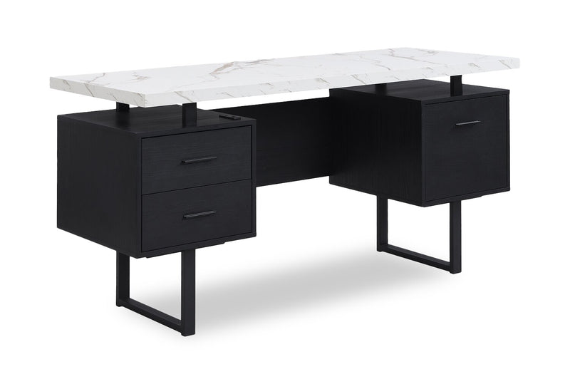 Winslow 60\" Desk with 3-Drawers – Black