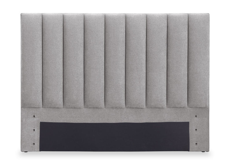 Amos Grey Upholstered Storage Bed with Channel Headboard - Full