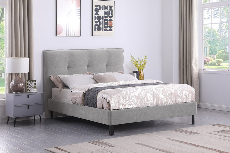 Amos Upholstered Headboard in Grey Fabric, Tufted - King Size