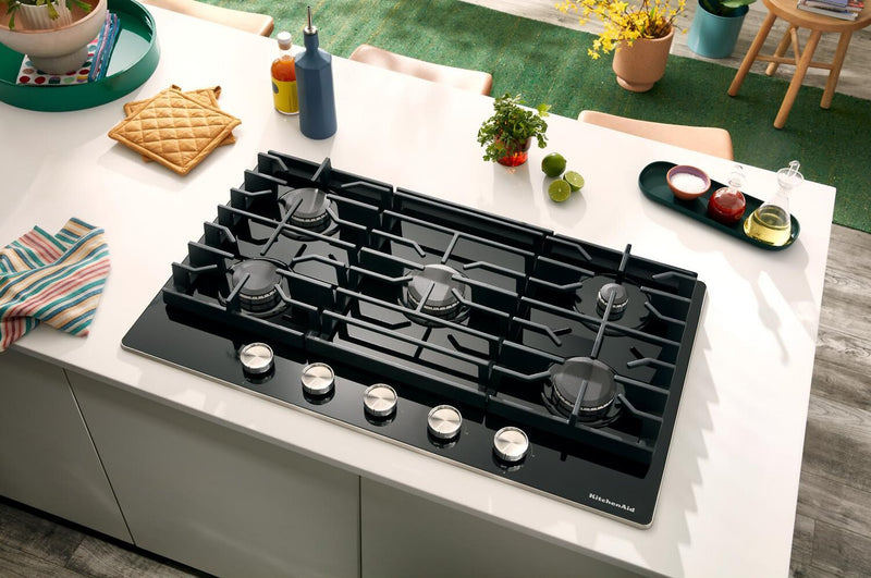 KitchenAid 30\" Gas-on-Glass Cooktop - KCGG530PBL