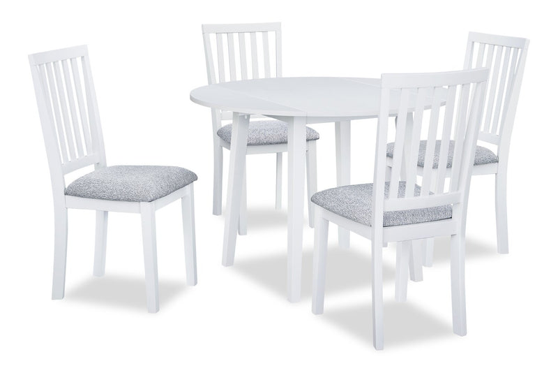 Bryn Dining Chair with Fabric Seat, Slat-Back – White and Grey