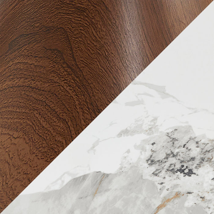 Alwin 31.5” Modern Round Coffee Table with White Sintered Stone Top - Brown