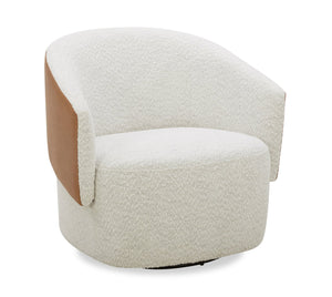 Soho Swivel Accent Chair - Azalea Snow and Dakota Tan