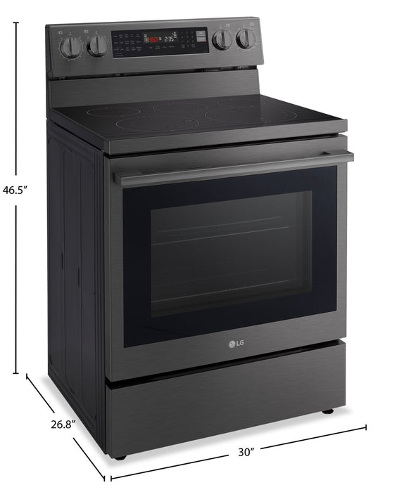 LG 6.3 Cu. Ft. Smart Electric Range with Air Fry - Black Stainless Steel - LREN6325ZE