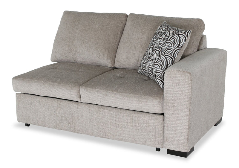 Made in Canada Legend 2-Piece Left-Facing Chenille Fabric Cuddler Sleeper Sectional - Platinum Beige