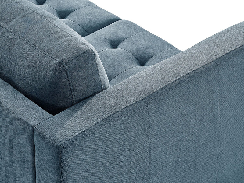 Metro 57\" Fabric Loveseat with Tufted Seat Cushions and Reversible Back Cushions - Denim Blue