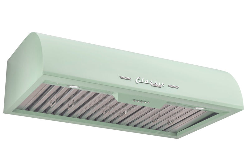 Classic Retro by Unique 36\" 700 CFM Under-Cabinet Range Hood - Summer Mint Green - UGP-36CR RH LG