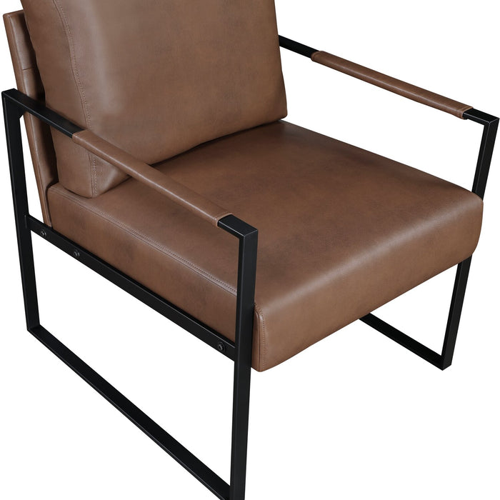 Nico 24.75\" Faux Leather Accent Chair with Metal Legs - Brown 