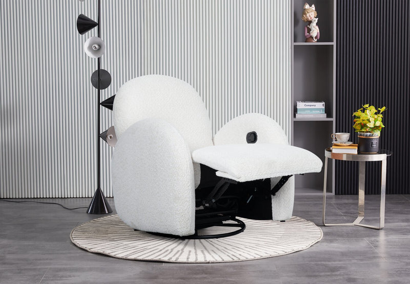 Shay 33\" Chenille Fabric Swivel Glider Reclining Accent Chair - River Rock Beige