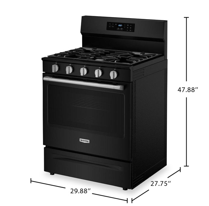 Maytag 5 Cu. Ft. Convection Gas Range with No Preheat Air Fry - Black - MFGS6030RB