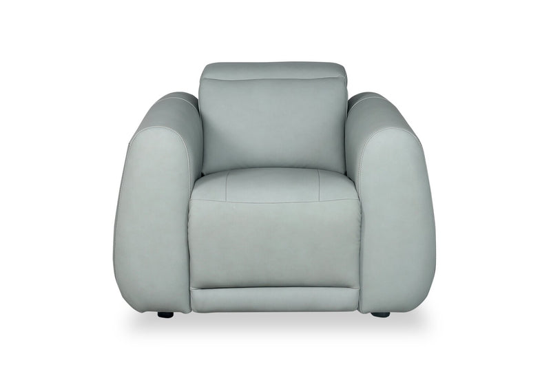 Gianna 40\" Genuine Leather Power Reclining Chair with Power Headrest and USB Port - Spa Blue
