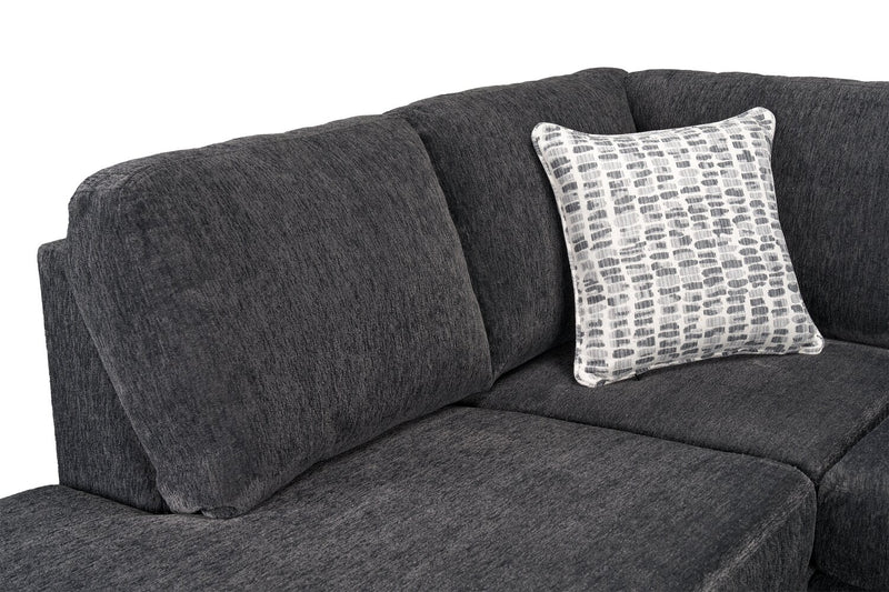 Made in Canada Morgan 2-Piece Left-Facing Chenille Fabric Sectional with Accent Pillows - Grey