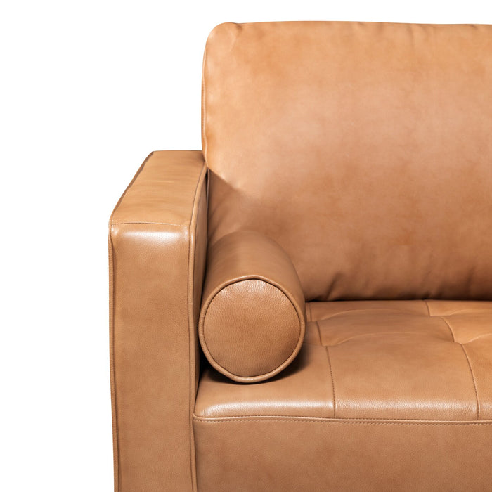 Edge 2-Piece Right-Facing Genuine Leather Sectional with Wood Legs and Removable Back Cushions - Brown