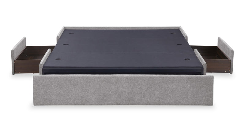 Amos Grey Upholstered Storage Bed with Channel Headboard - Full