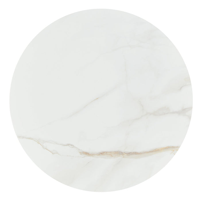 Kort & Co. Capri 20” Modern Round End Table with White Sintered Stone Top - Black and Gold