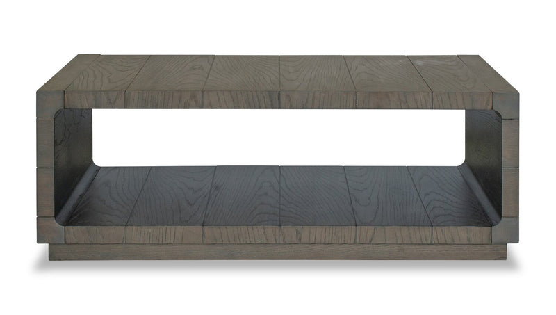 Avalon 52” Modern Solid Wood Coffee Table with Shelf and Casters - Brown