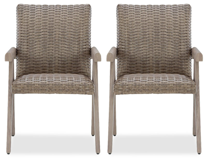 Muskoka Outdoor Patio Set of 2 Chairs - Resin Wicker, UV & Weather Resistant - Beige