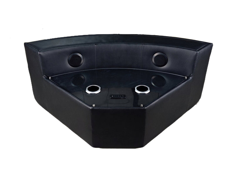 Zen 3-Piece Leather-Look Fabric Power Reclining Sectional with Massage and Two Refrigerator Consoles - Black