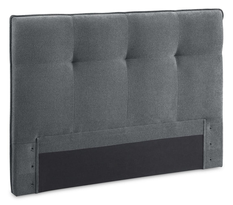 Amos Upholstered Storage Bed in Charcoal Fabric with Tufted Headboard & 3 Built-in Drawers - Full Size