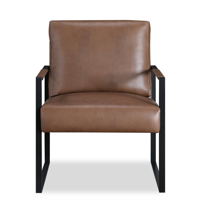 Nico 24.75\" Faux Leather Accent Chair with Metal Legs - Brown 