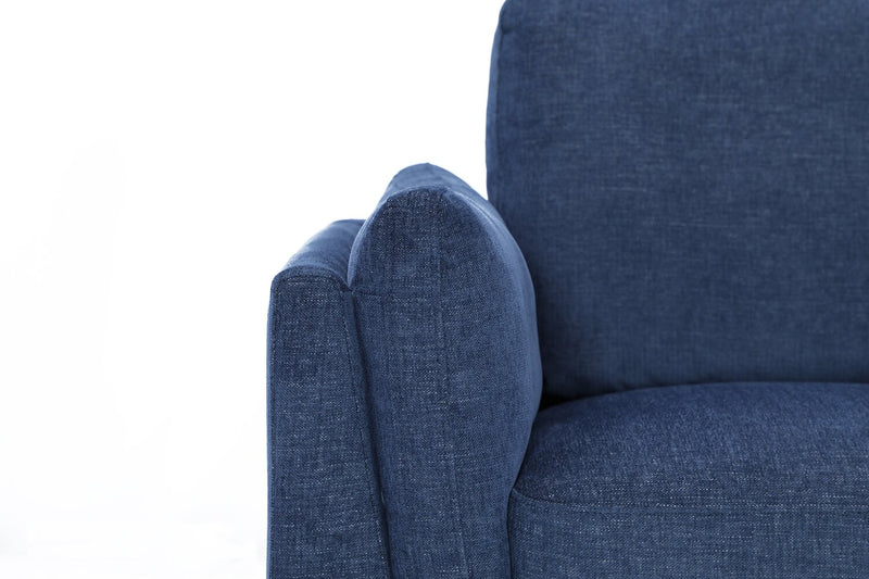 Zara 2-Piece Right-Facing Fabric Sectional with Chaise and Wood Legs - Navy