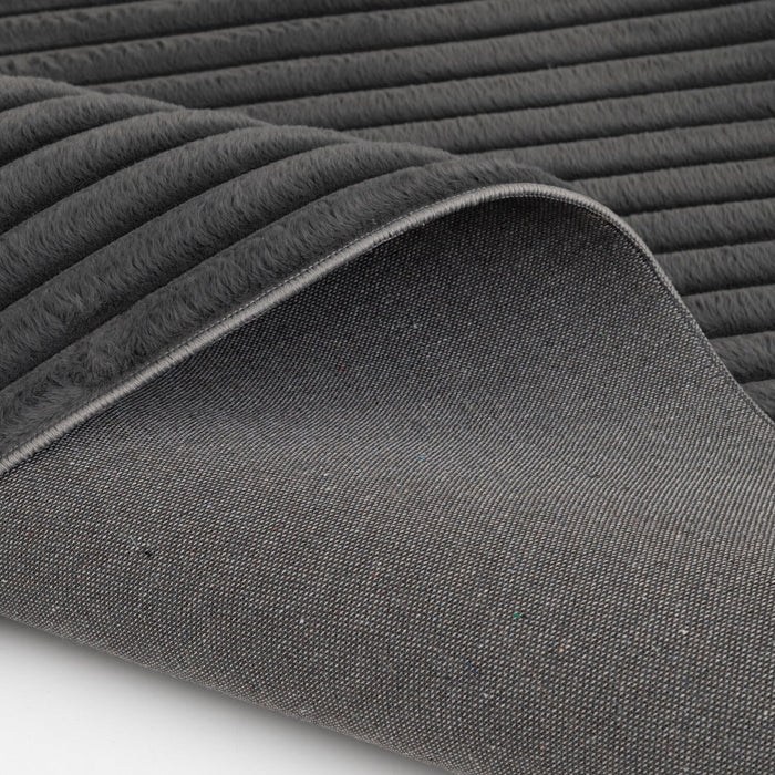 Dream Step Memory Foam Channel Dark Grey Faux Fur Area Rug - 5' x 7'