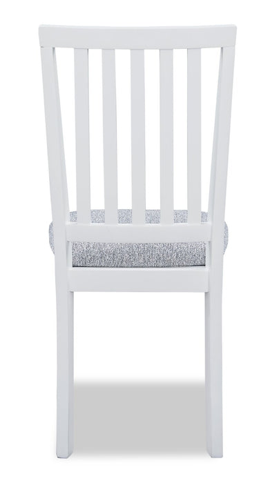 Bryn Dining Chair with Fabric Seat, Slat-Back – White and Grey