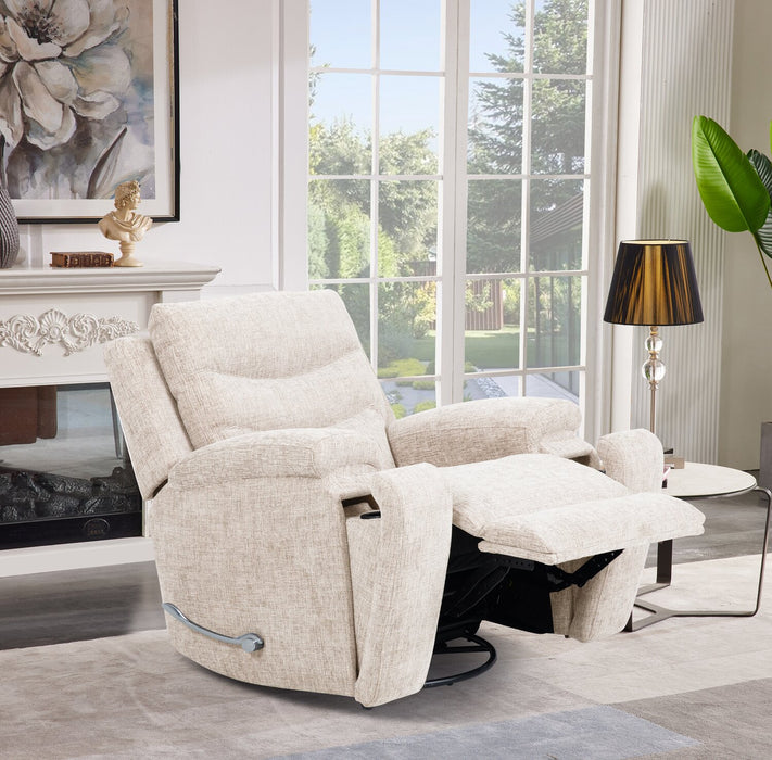 Hudson 40\" Chenille Fabric Glider Reclining Chair with Dual Cupholders - Taupe