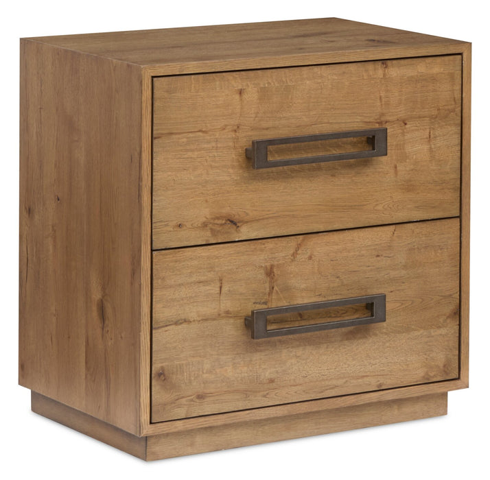 Scott Living Henri Bedside 2-Drawer Nightstand with USB Ports, 26\"W x 26\"H, Wood - Brown