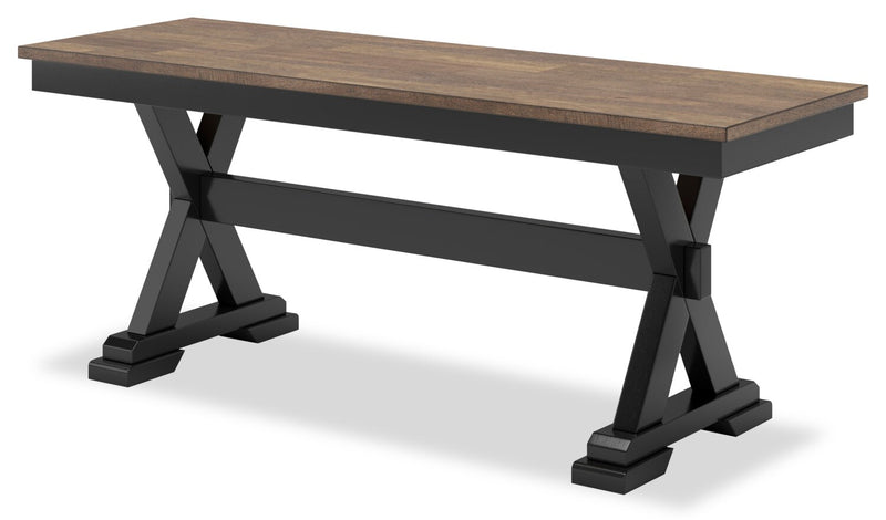 Raven Dining Bench, 48\"W - Two-Tone Black & Brown