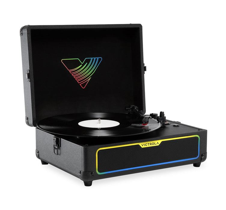 Victrola Journey Glow Illuminated Briefcase Record Player – Black (VSC-700SB-BLK)