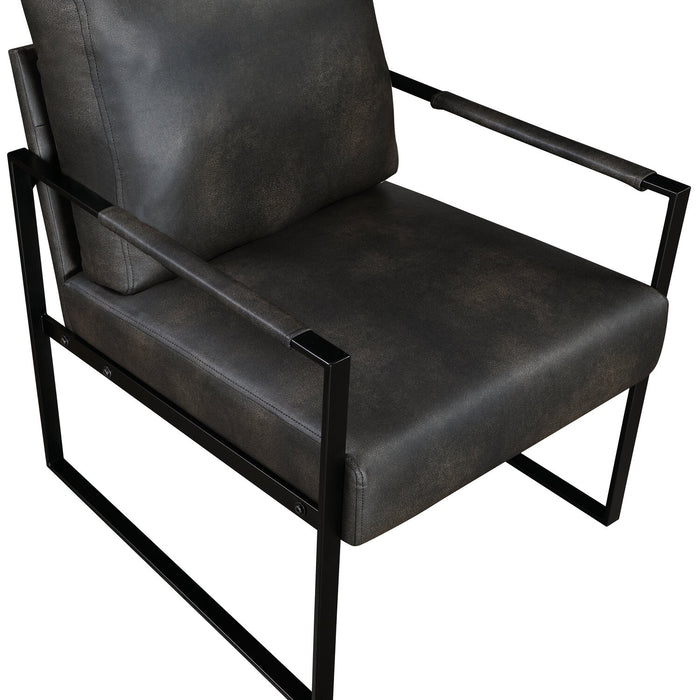 Nico 24.75\" Faux Leather Accent Chair with Metal Legs - Dark Grey