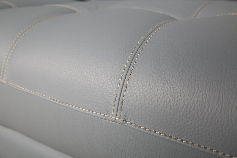 Geneva 3-Piece Genuine Leather Power Reclining Sectional with Power Headrests and USB Port - Pool Blue