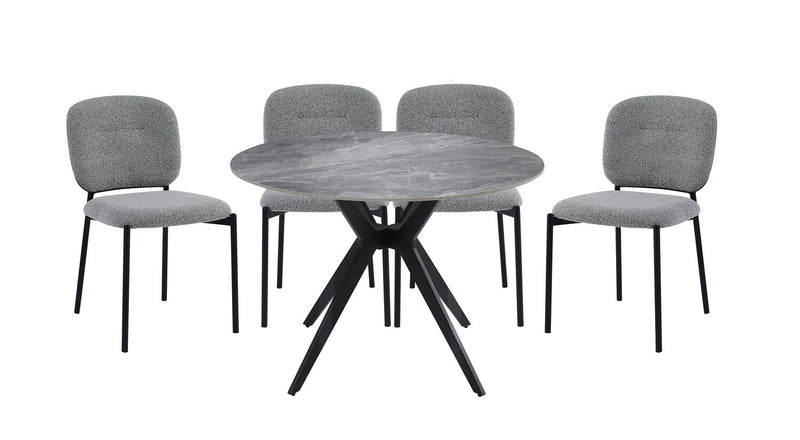 Luka Dining Table with Sintered Stone Top, Metal Base - 43.5\"W Round – Grey