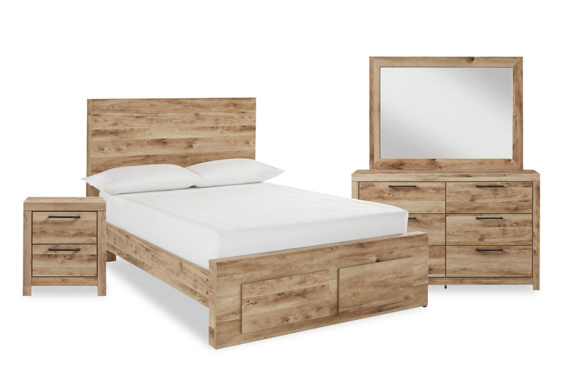 Derekson 6pc Bedroom Set with Storage Bed, Dresser, Mirror & Nightstand, Natural - Full Size