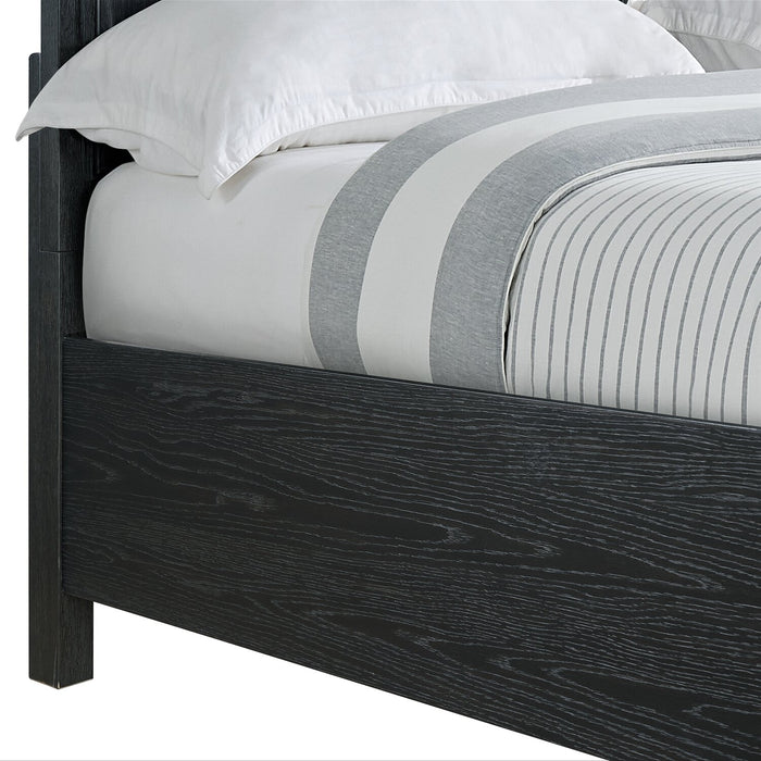 Casa Panel Bed with Headboard & Frame, Wood, Black - King Size
