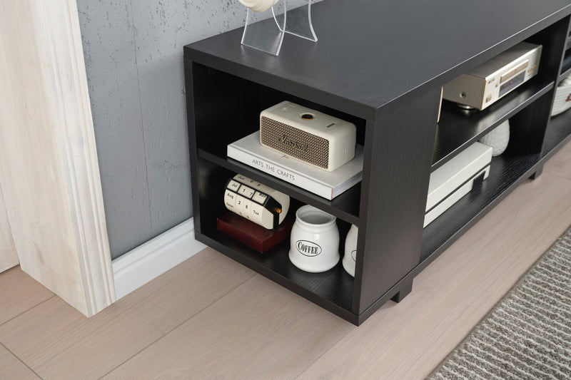 Duke 62” TV Stand with Shelves and Cable Management for TVs up to 70” - Black