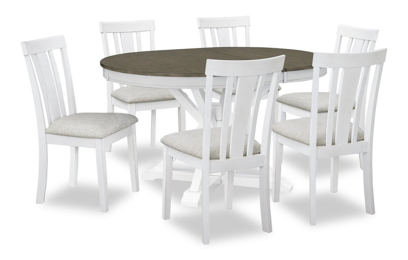 Brook Dining Chair with Polyester Fabric - White/Grey