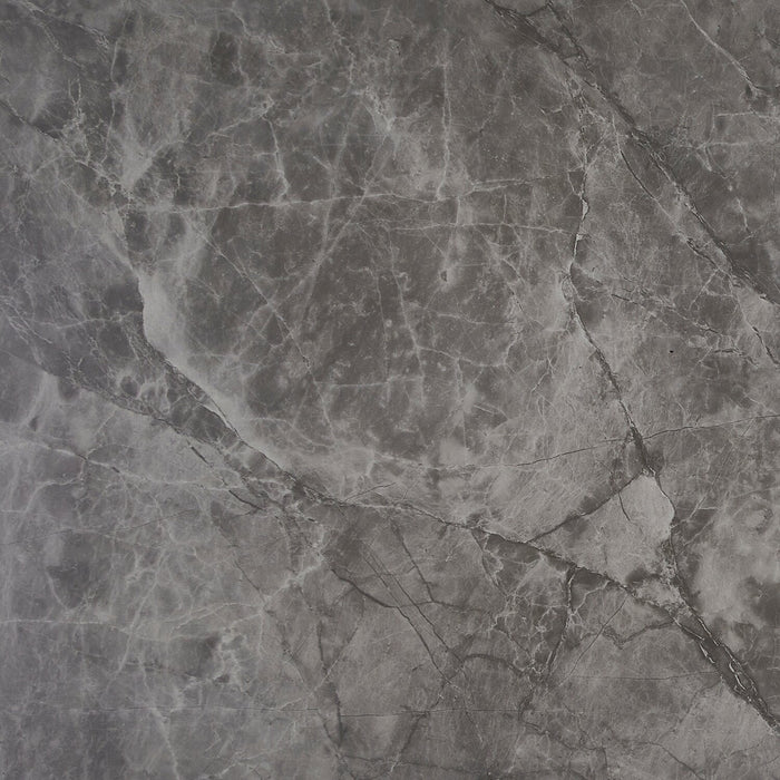 Tavo Dining Table with 63-79\"W Extension, Metal, Pedestal Base - Grey & Black