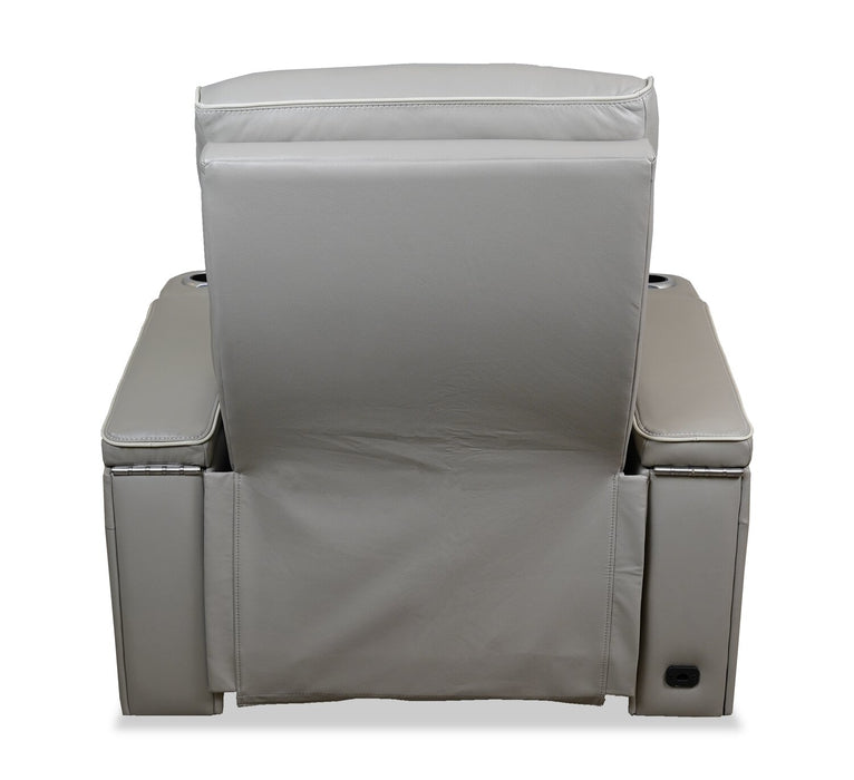 Elite 38\" Genuine Leather Massage Power Reclining Chair with Immersive Audio and Power Headrest - Putty